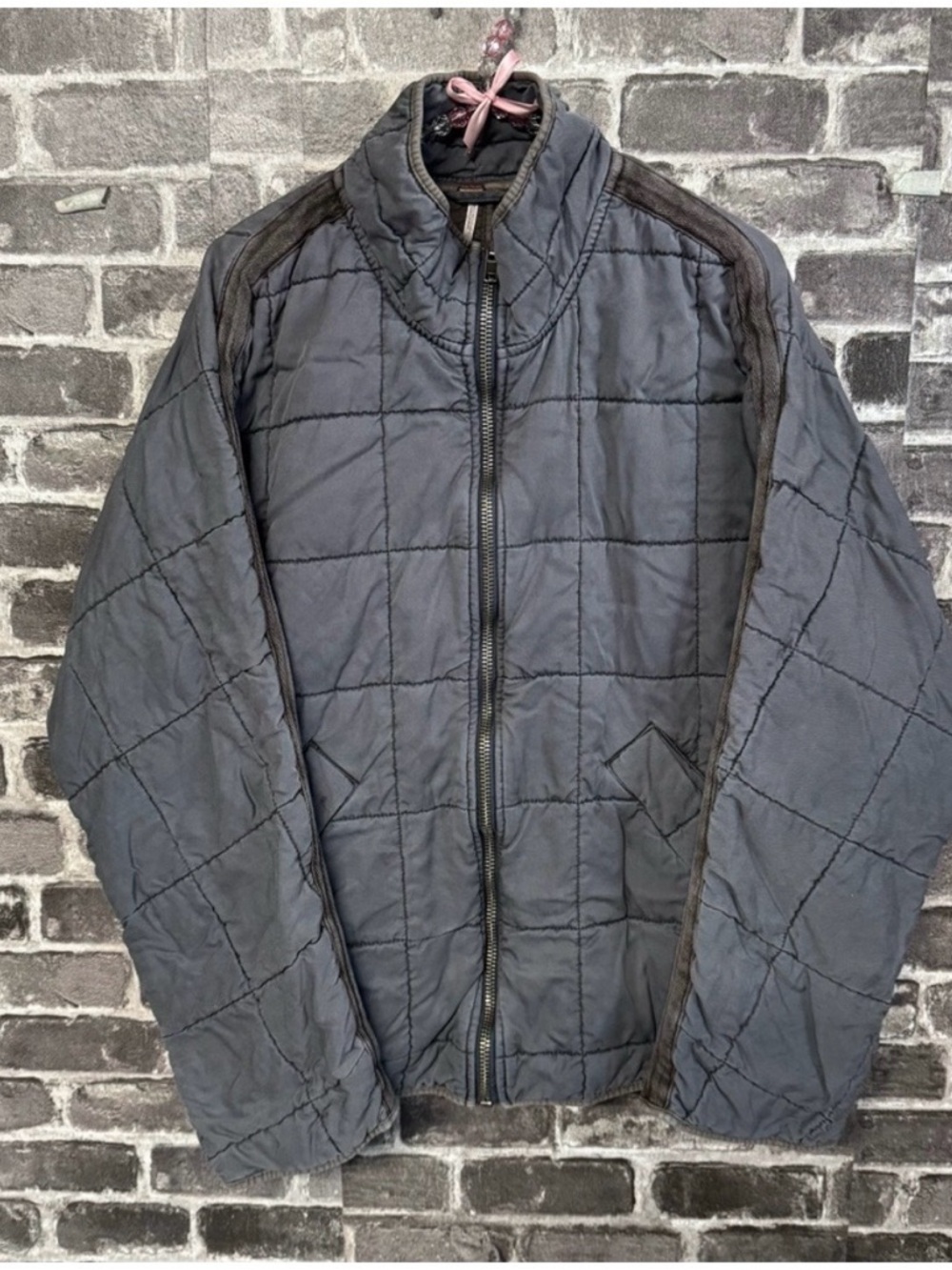 Free People dolman quilted jacket blue pockets